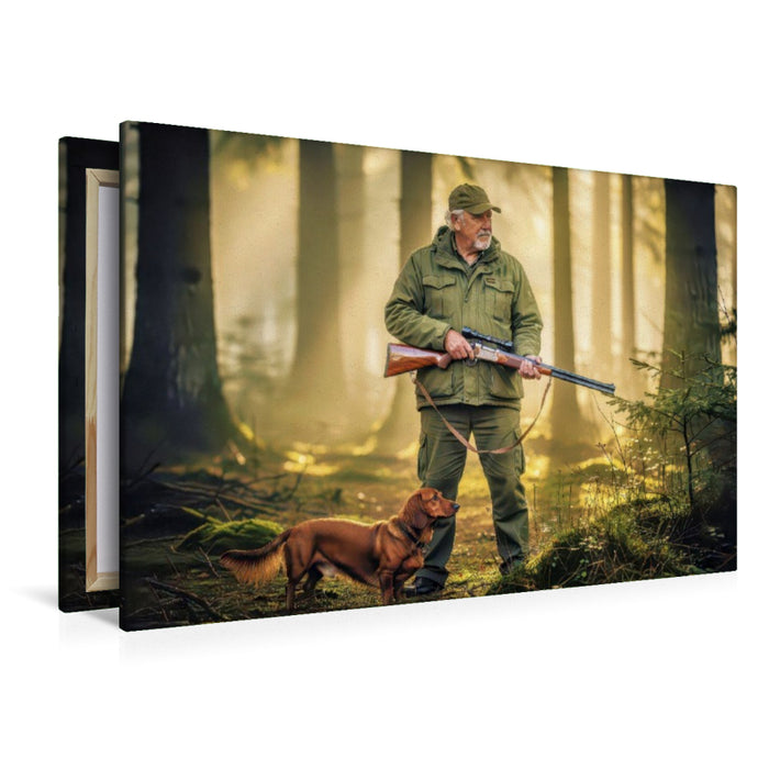 Premium Textil-Leinwand Die Wildnis ruft und der Jäger folgt.