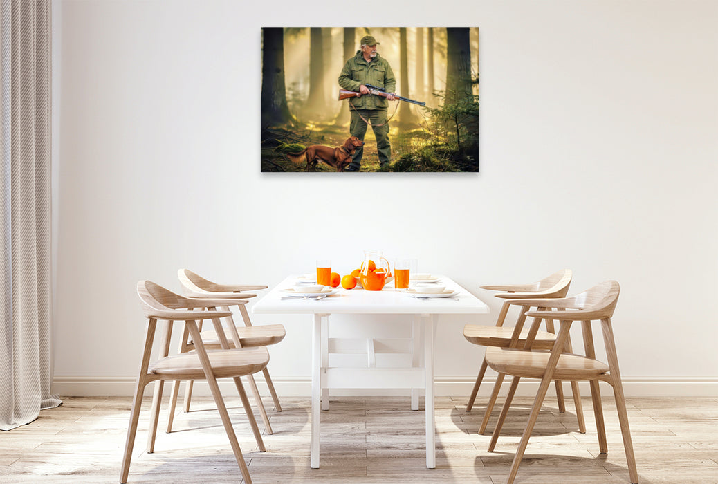 Premium Textil-Leinwand Die Wildnis ruft und der Jäger folgt.