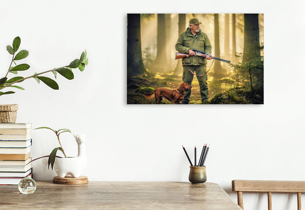 Premium Textil-Leinwand Die Wildnis ruft und der Jäger folgt.