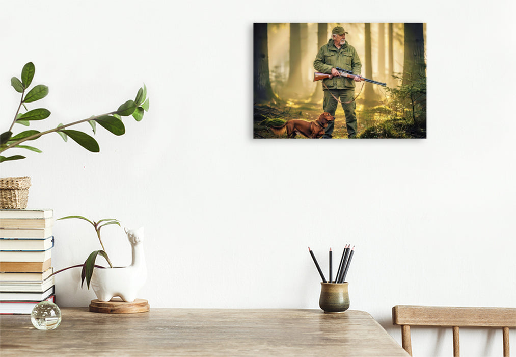 Premium Textil-Leinwand Die Wildnis ruft und der Jäger folgt.