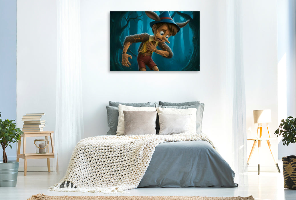 Premium Textil-Leinwand Pinocchio verliert sich im dunklen Fluch