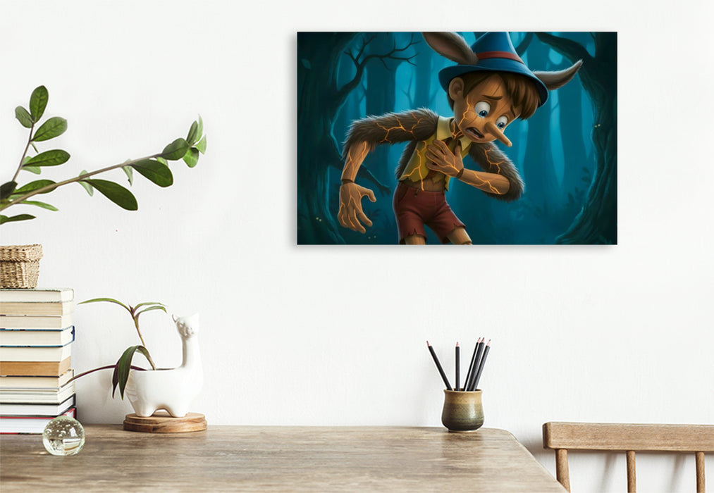 Premium Textil-Leinwand Pinocchio verliert sich im dunklen Fluch