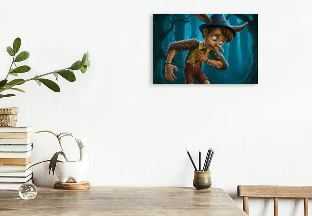 Premium Textil-Leinwand Pinocchio verliert sich im dunklen Fluch