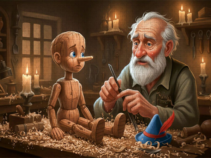 Geppetto erweckt den kleinen Holzjungen - CALVENDO Foto-Puzzle'