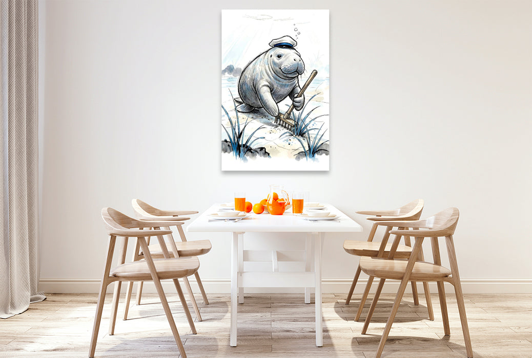 Premium Textil-Leinwand China Ink – Elegante Tuschkunst auf Leinwand