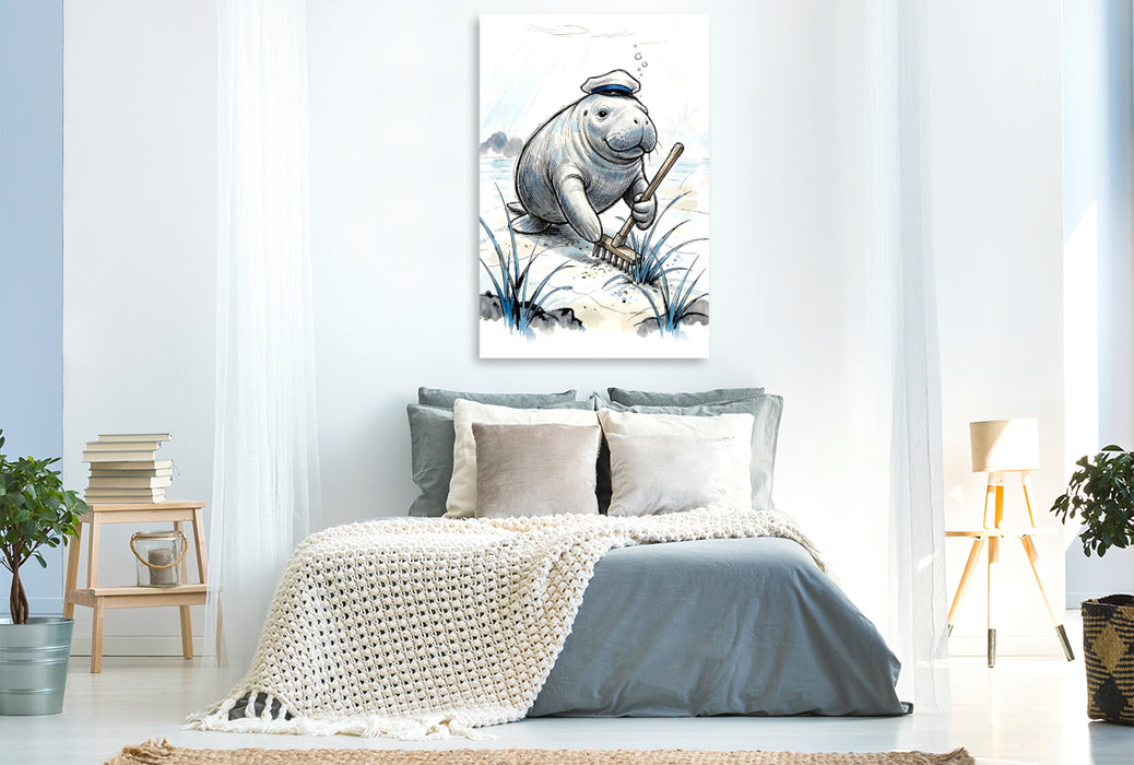 Premium Textil-Leinwand China Ink – Elegante Tuschkunst auf Leinwand