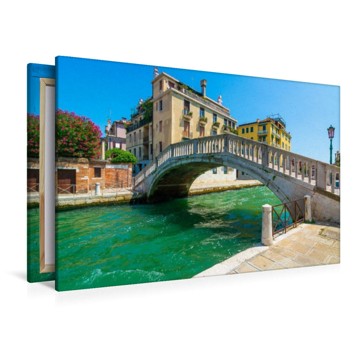 Premium Textil-Leinwand Die Brücke Ponte de la Sbiaca und Kanal Rio Dei Tolentini