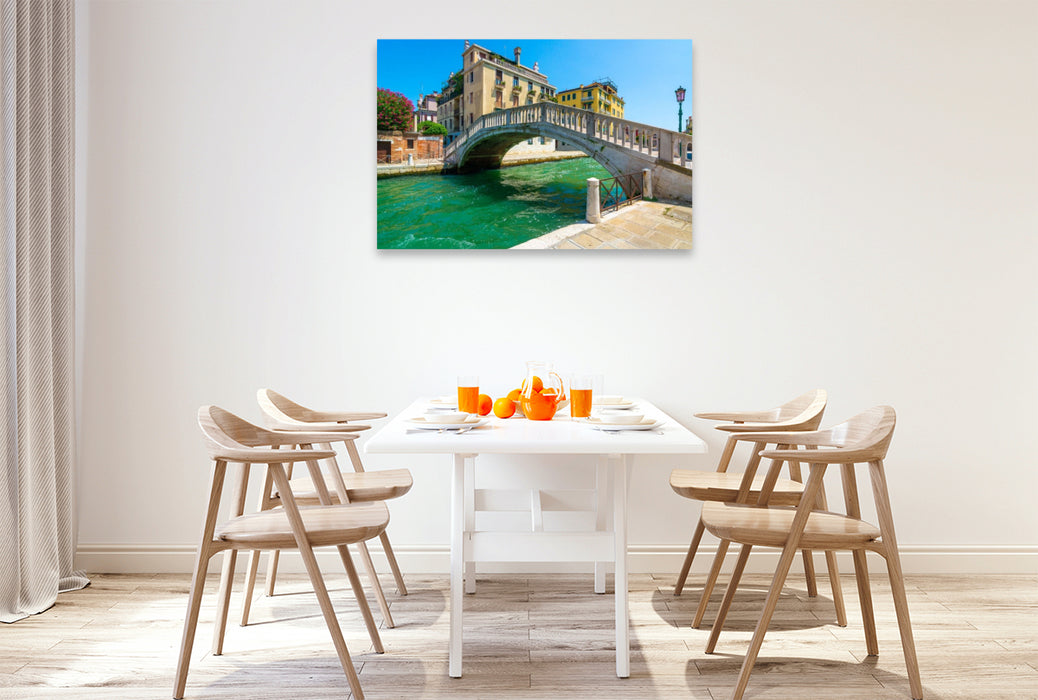 Premium Textil-Leinwand Die Brücke Ponte de la Sbiaca und Kanal Rio Dei Tolentini