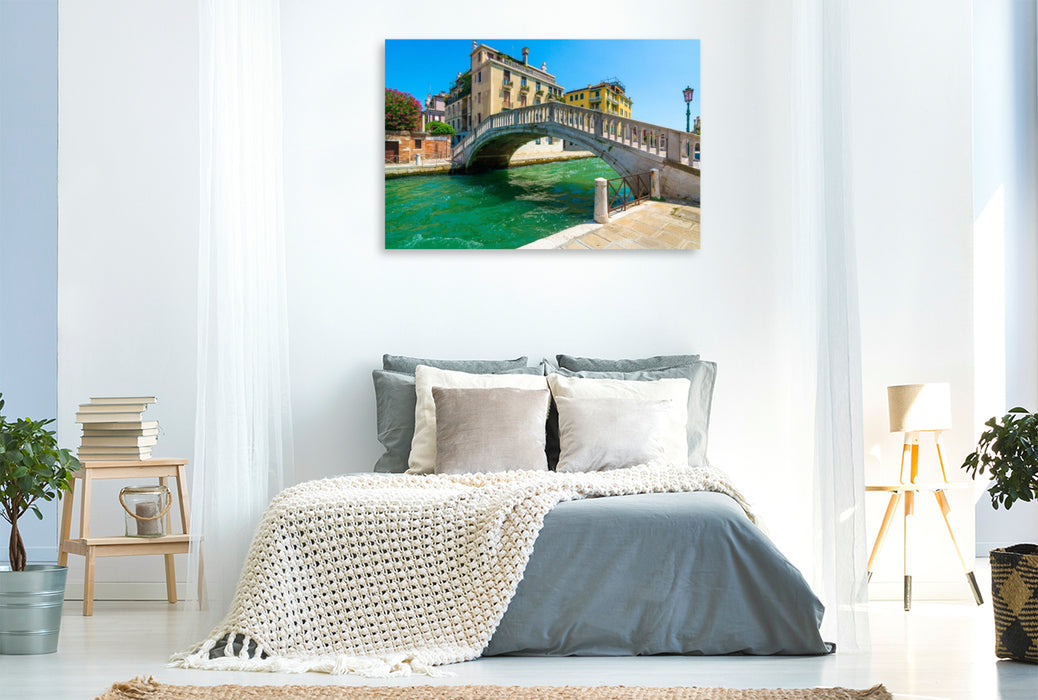 Premium Textil-Leinwand Die Brücke Ponte de la Sbiaca und Kanal Rio Dei Tolentini