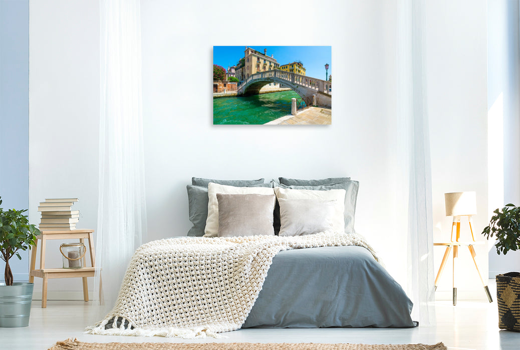 Premium Textil-Leinwand Die Brücke Ponte de la Sbiaca und Kanal Rio Dei Tolentini