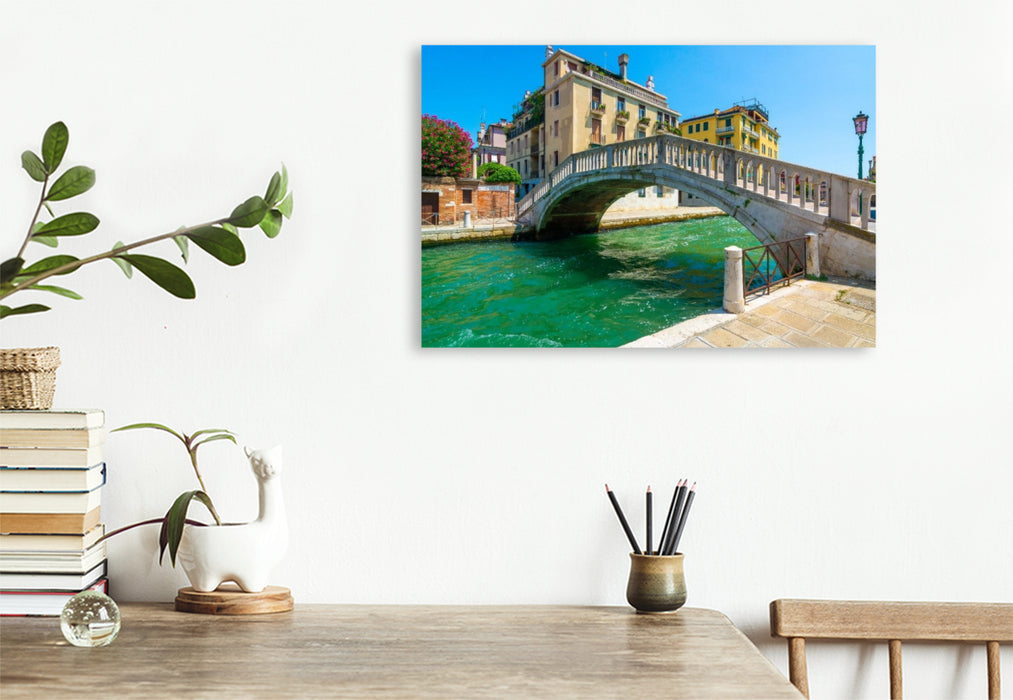 Premium Textil-Leinwand Die Brücke Ponte de la Sbiaca und Kanal Rio Dei Tolentini