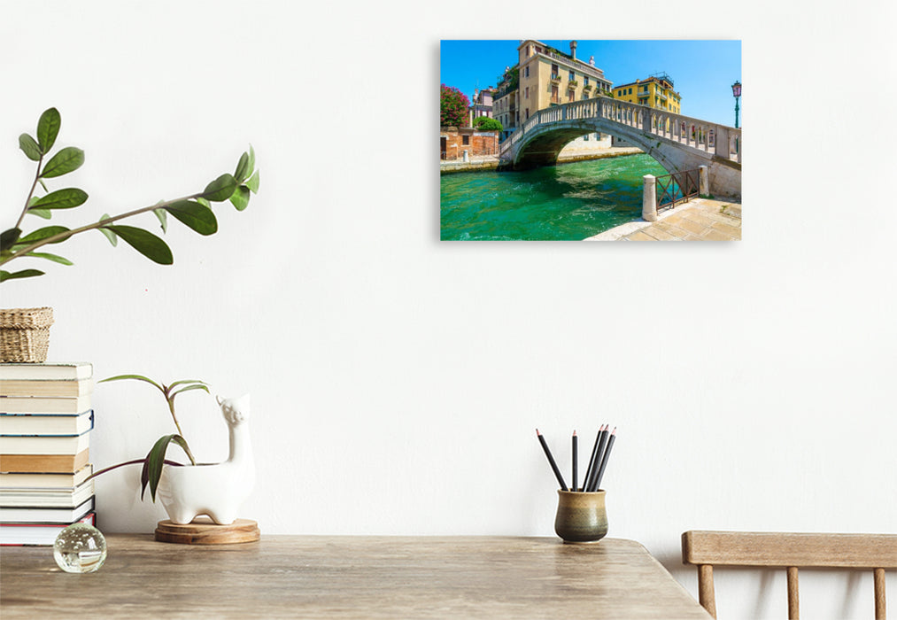Premium Textil-Leinwand Die Brücke Ponte de la Sbiaca und Kanal Rio Dei Tolentini