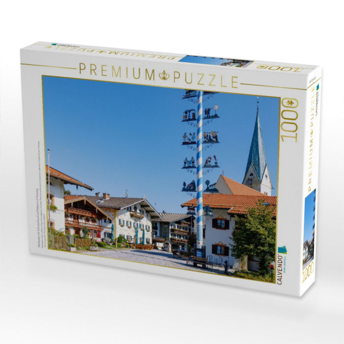 Marktplatz mit Schusterhäusl und Maibaum in Törwang - CALVENDO Foto-Puzzle'