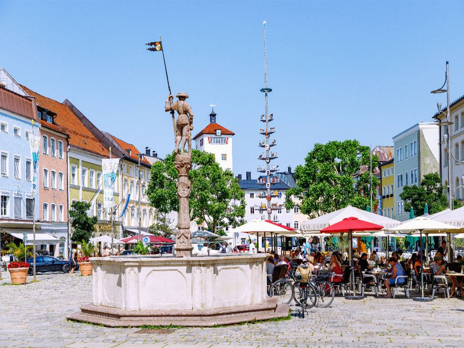 Stadtplatz mit Lindlbrunnen in Traunstein - CALVENDO Foto-Puzzle'