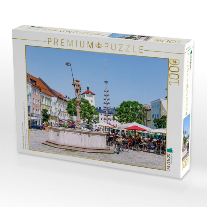 Stadtplatz mit Lindlbrunnen in Traunstein - CALVENDO Foto-Puzzle'