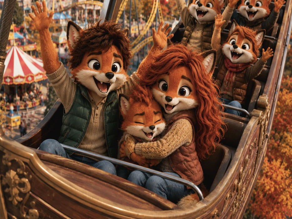 Kleine Fuchsfamilie auf großer Schaukel - CALVENDO Foto-Puzzle'