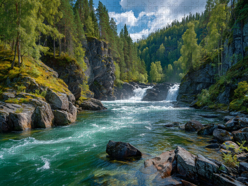Nyastølfossen, Vestland - CALVENDO Foto-Puzzle'