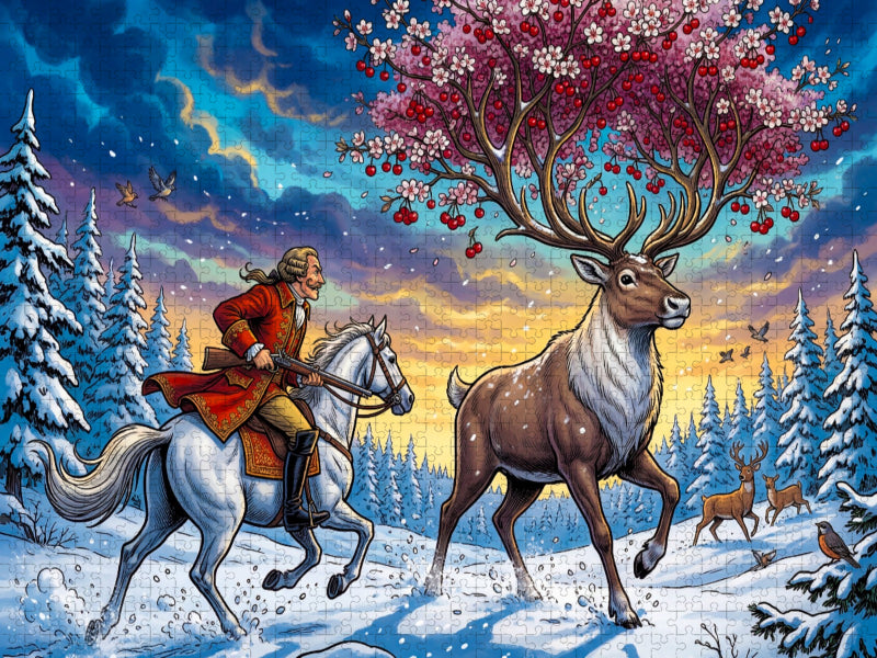 Das Rentier mit Kirschbaum-Geweih - CALVENDO Foto-Puzzle'