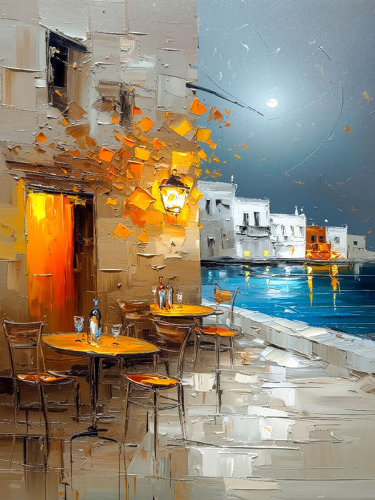 Ein gemütliches Strandcafé bei Nacht auf Mykonos - CALVENDO Foto-Puzzle'