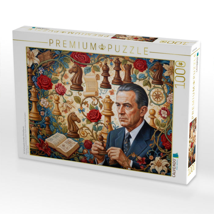 Ein Schachspieler inmitten Schachfiguren - CALVENDO Foto-Puzzle'