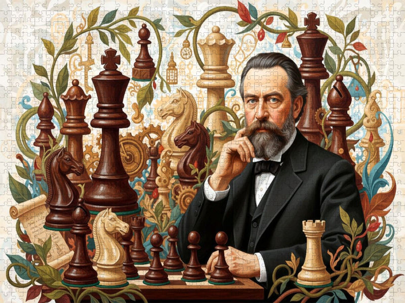 Strategenblick - Schachspieler wartet auf einen Gegner - CALVENDO Foto-Puzzle'