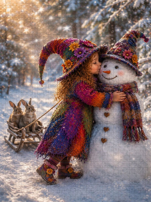 Ein Kuss für den Schneemann - CALVENDO Foto-Puzzle'