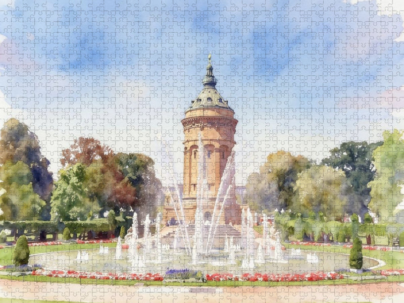 Wasserturm Mannheim - CALVENDO Foto-Puzzle'