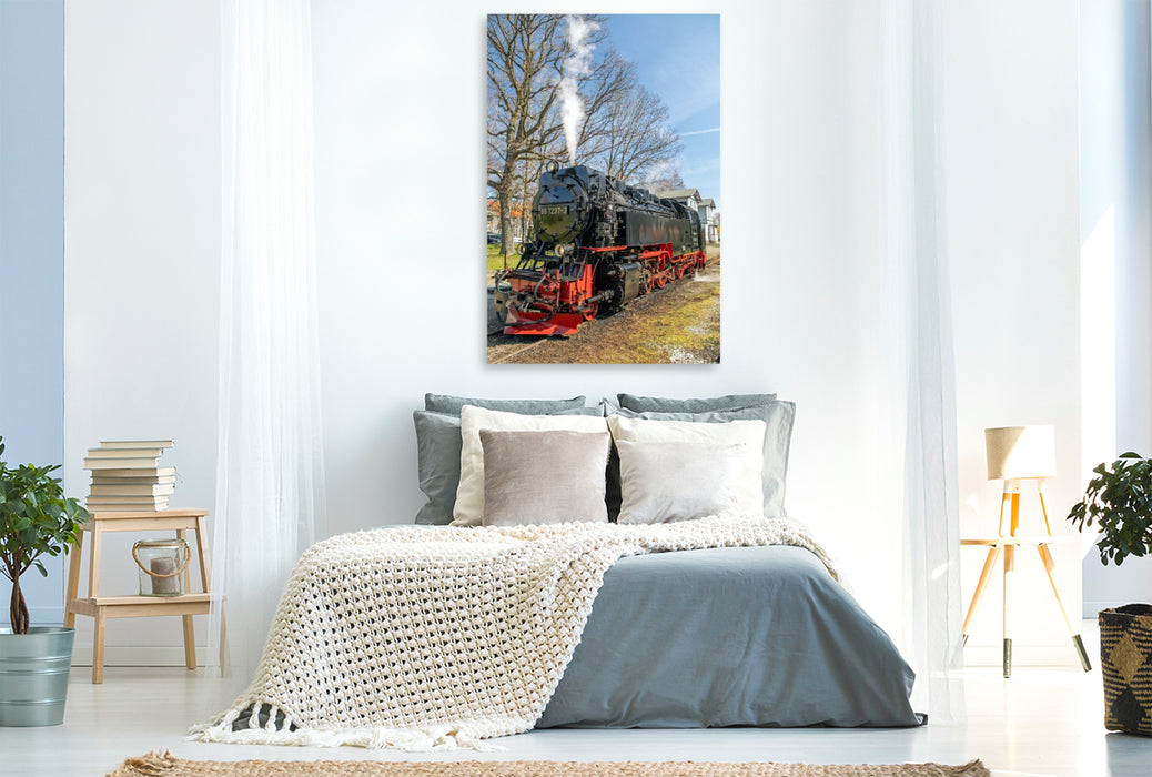 Premium Textil-Leinwand Die Selketalbahn in Hasselfelde