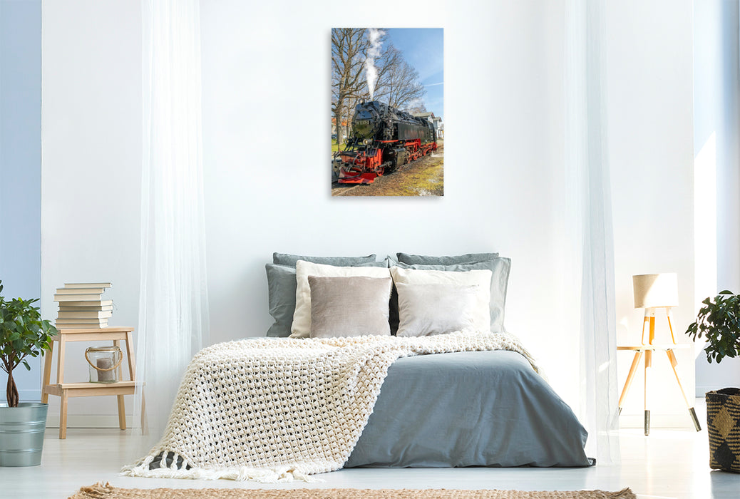 Premium Textil-Leinwand Die Selketalbahn in Hasselfelde