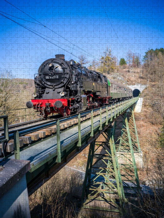 Die Rübelandbahn auf dem Kreuztalviadukt - CALVENDO Foto-Puzzle'