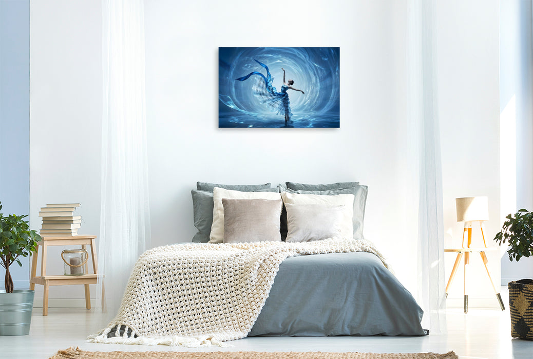 Premium Textil-Leinwand Strömung aus Blau