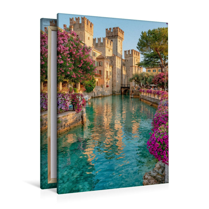 Premium Textil-Leinwand Sirmione – Romantik und Geschichte am Gardasee