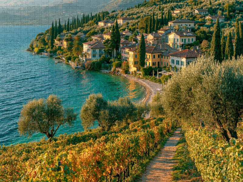 Gardasee – Goldener Herbst zwischen Weinbergen und Olivenhainen - CALVENDO Foto-Puzzle'