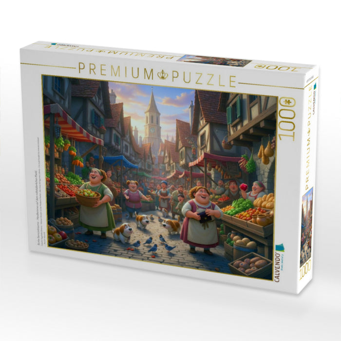 Bunte Gemüseträume - Händlerinnen auf dem mittelalterlichen Markt - CALVENDO Foto-Puzzle'