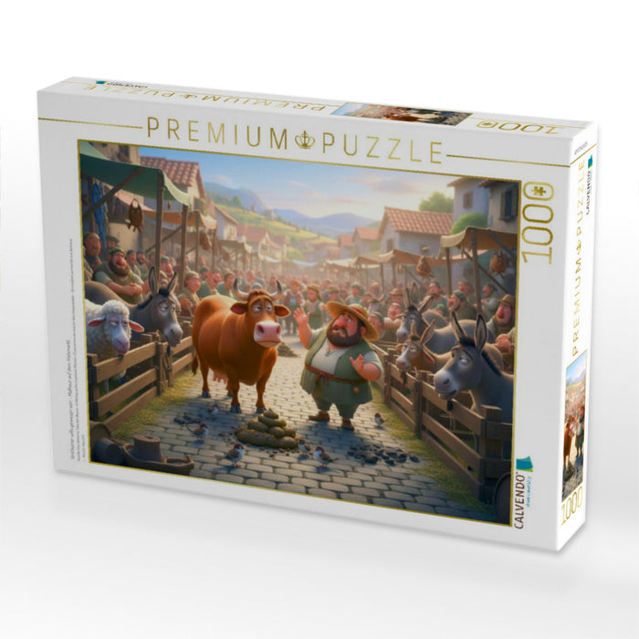 Und keiner wills gewesen sein - Malheur auf dem Viehmarkt - CALVENDO Foto-Puzzle'