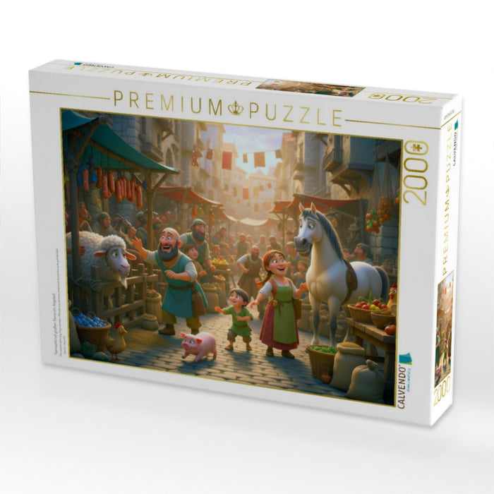 Tiermarkt mit großen Tieren im Angebot - CALVENDO Foto-Puzzle'