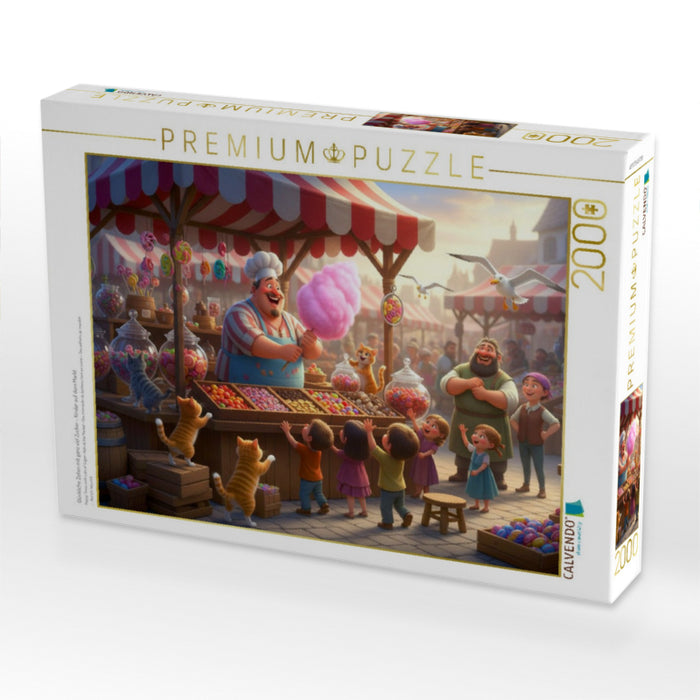 Glückliche Zeiten mit ganz viel Zucker - Kinder auf dem Markt - CALVENDO Foto-Puzzle'