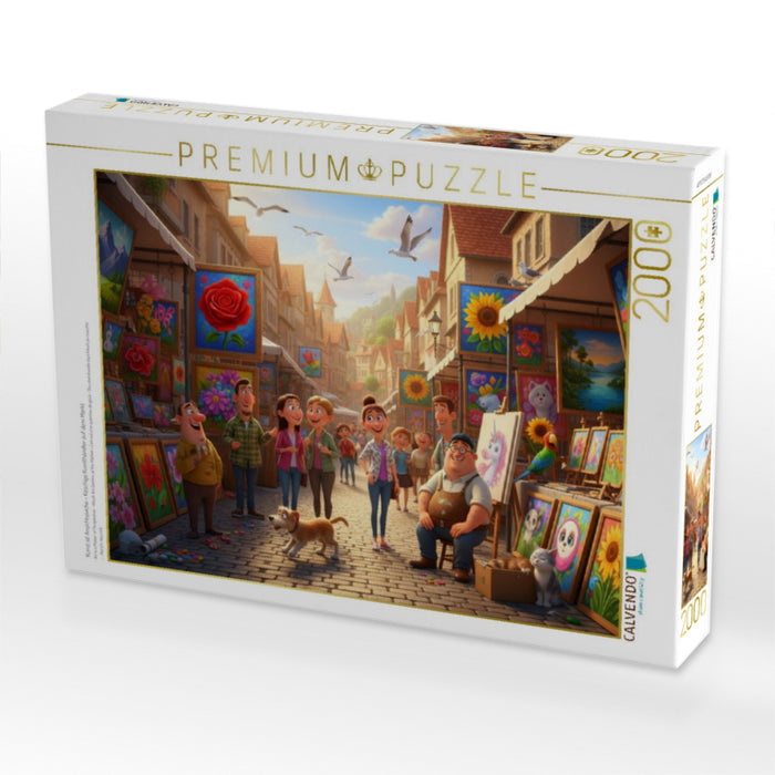 Kunst ist Ansichtssache - Kitschige Kunsthändler auf dem Markt - CALVENDO Foto-Puzzle'