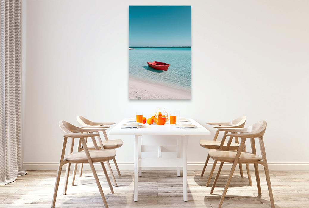 Premium Textil-Leinwand Sardinische Küste – Mediterraner Sommer in seiner reinsten Form