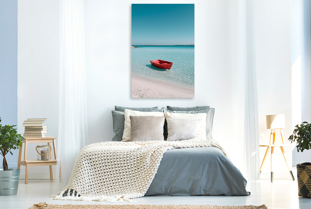 Premium Textil-Leinwand Sardinische Küste – Mediterraner Sommer in seiner reinsten Form