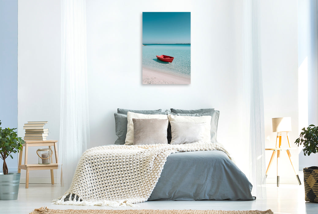 Premium Textil-Leinwand Sardinische Küste – Mediterraner Sommer in seiner reinsten Form