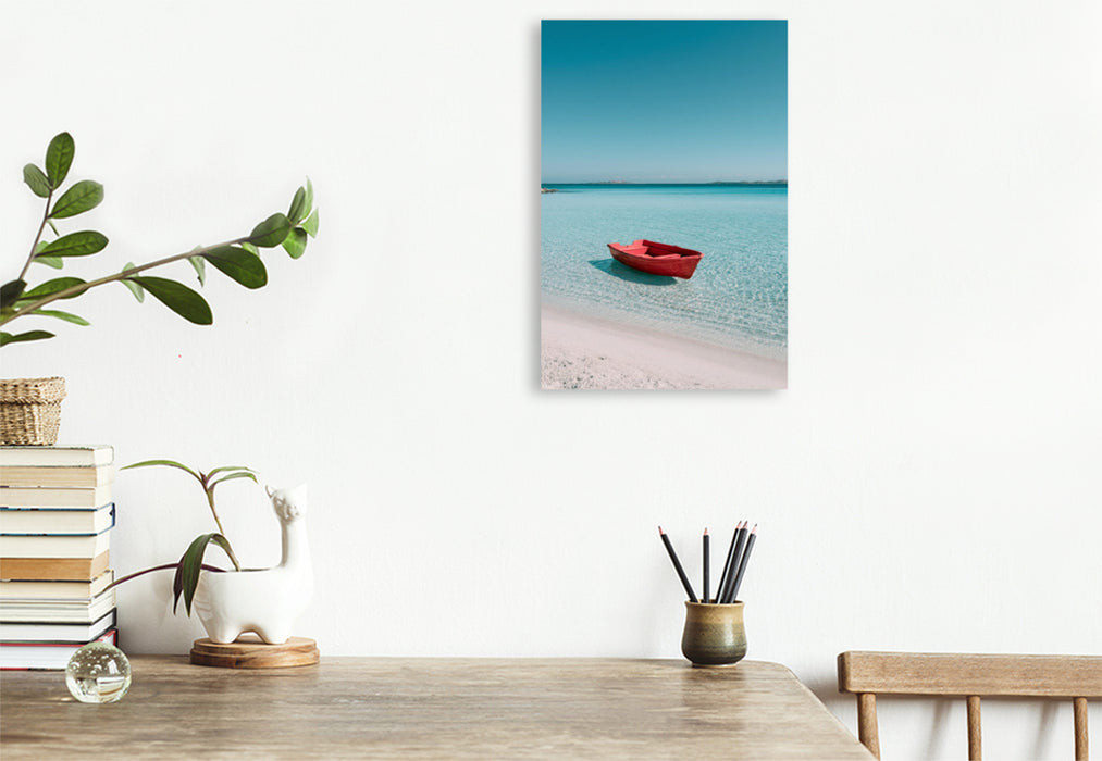 Premium Textil-Leinwand Sardinische Küste – Mediterraner Sommer in seiner reinsten Form