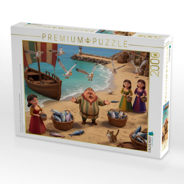 Schnell, bevor die Möwen kommen - immer was los auf dem Markt - CALVENDO Foto-Puzzle'