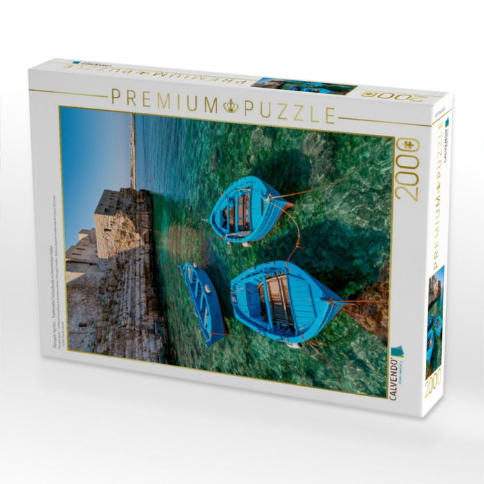 Monopoli, Apulien – Traditionelle Fischerboote im historischen Hafen - CALVENDO Foto-Puzzle'