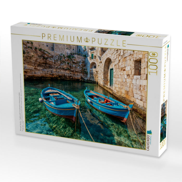 Monopoli, Apulien – Traditionelle Fischerboote im historischen Hafen - CALVENDO Foto-Puzzle'