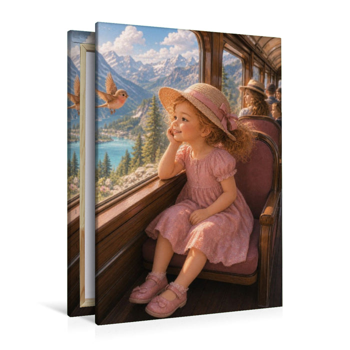 Premium Textil-Leinwand Zauberfahrt ins Alpenland