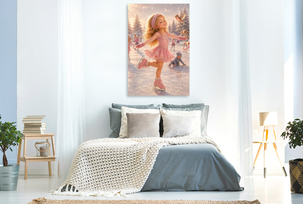 Premium Textil-Leinwand Winterzauber auf Kufen