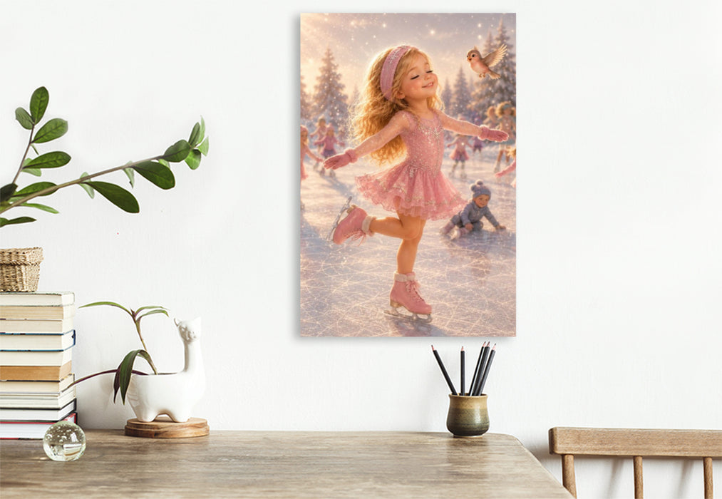 Premium Textil-Leinwand Winterzauber auf Kufen