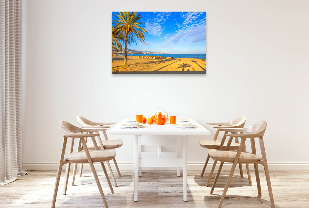 Premium Textil-Leinwand Traumhafter Strand Costa del Sol