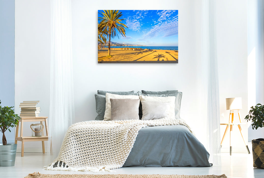Premium Textil-Leinwand Traumhafter Strand Costa del Sol